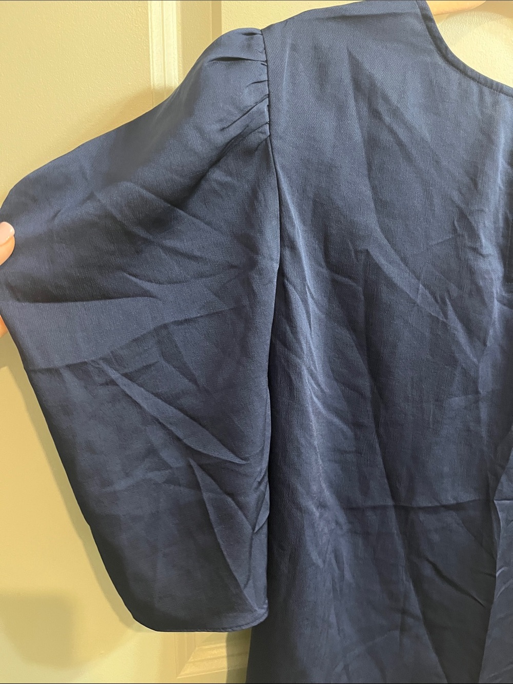 Express Navy Puff-Sleeve Blouse - Picture 8 of 15